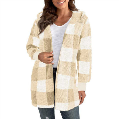 Women's long plaid coat made of soft material NOVAE