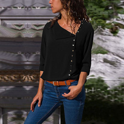 Women's fashionable blouse with subtle button details NOVAE