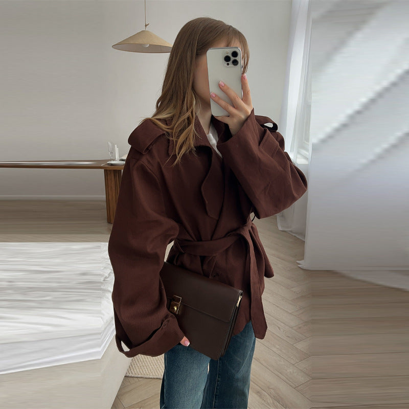 Women's Elegant Oversized Trench Jacket with Belt and Structured Sleeves NOVAE