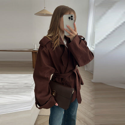 Women's Elegant Oversized Trench Jacket with Belt and Structured Sleeves NOVAE