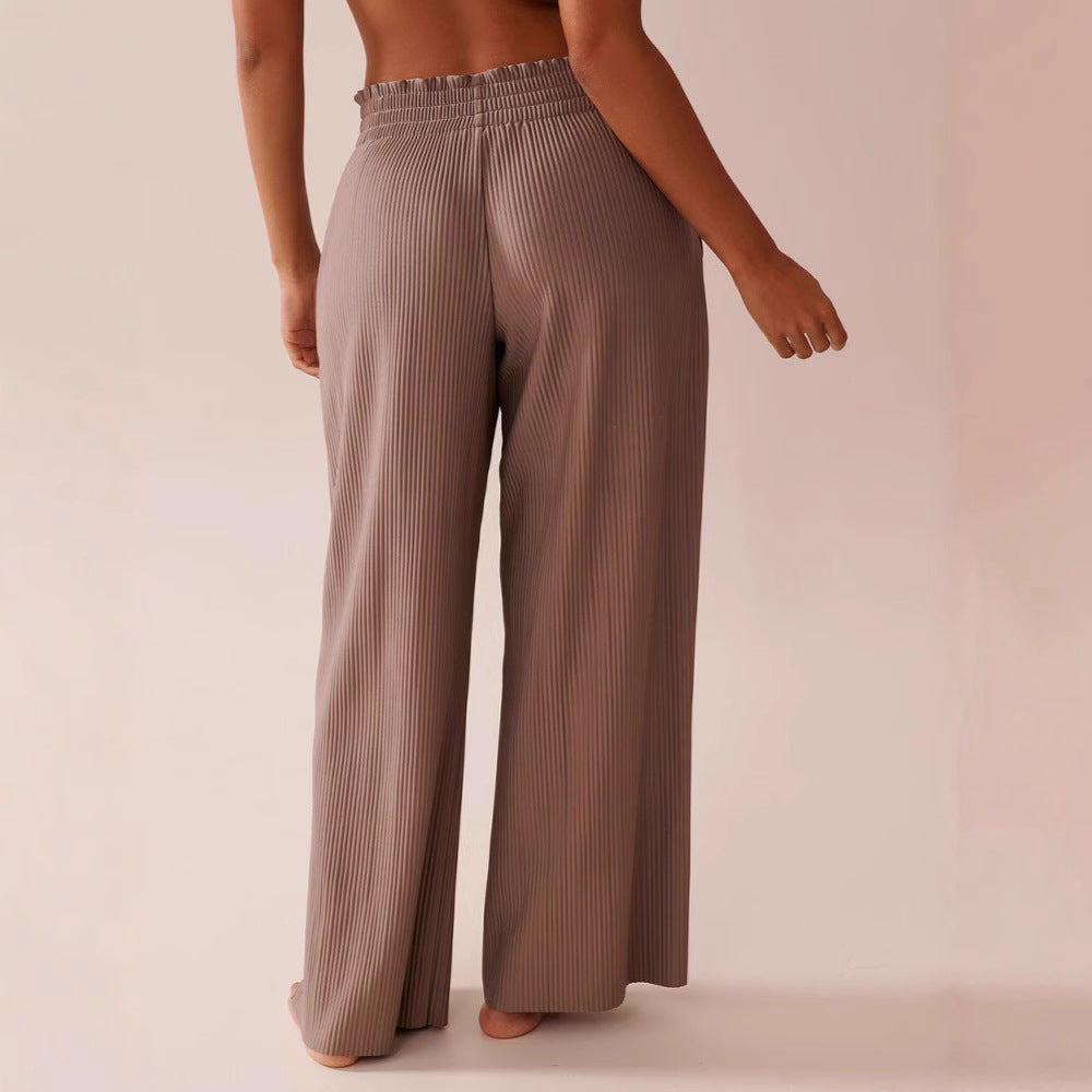 Women's casual pleated trousers with elasticated waistband and side pockets NOVAE