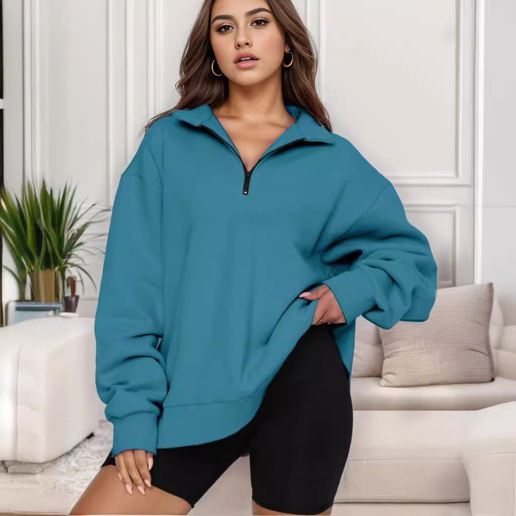 Women's Oversized Sweatshirt with Stand-Up Collar NOVAE