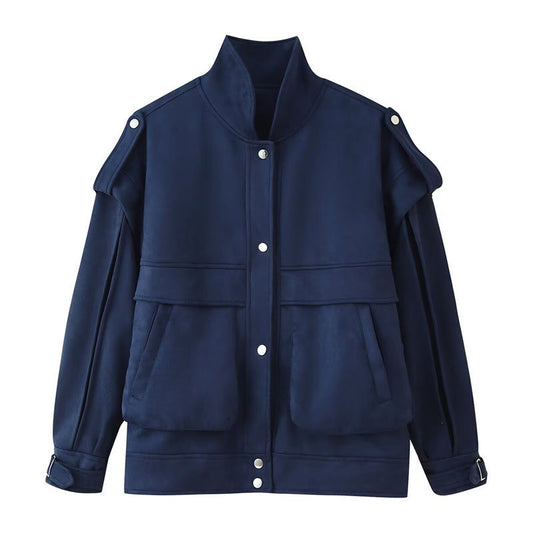 Women's utility jacket with practical pockets and fashionable stand-up collar NOVAE