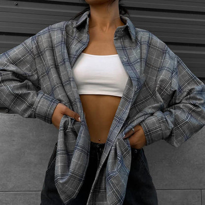 Women's checked shirt in a casual oversized cut NOVAE