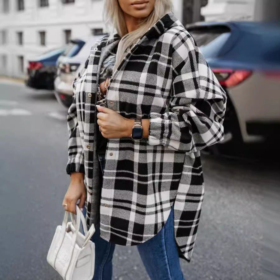 Women's Oversized Shirt Dress in a Modern Check Pattern NOVAE