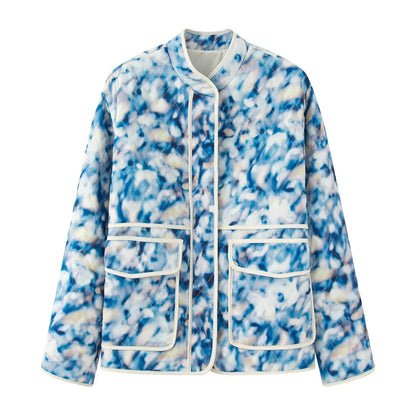 Women's quilted floral pattern jacket with practical pockets NOVAE
