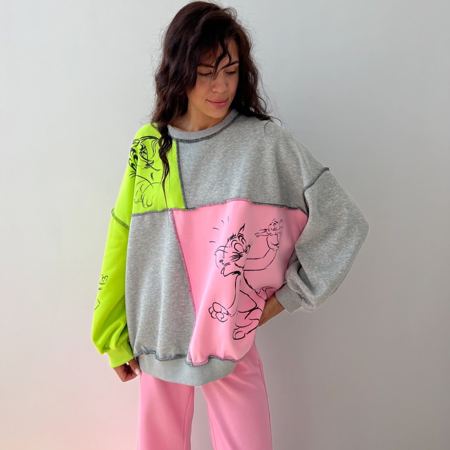 Women's casual sweatshirt with creative color block designs NOVAE