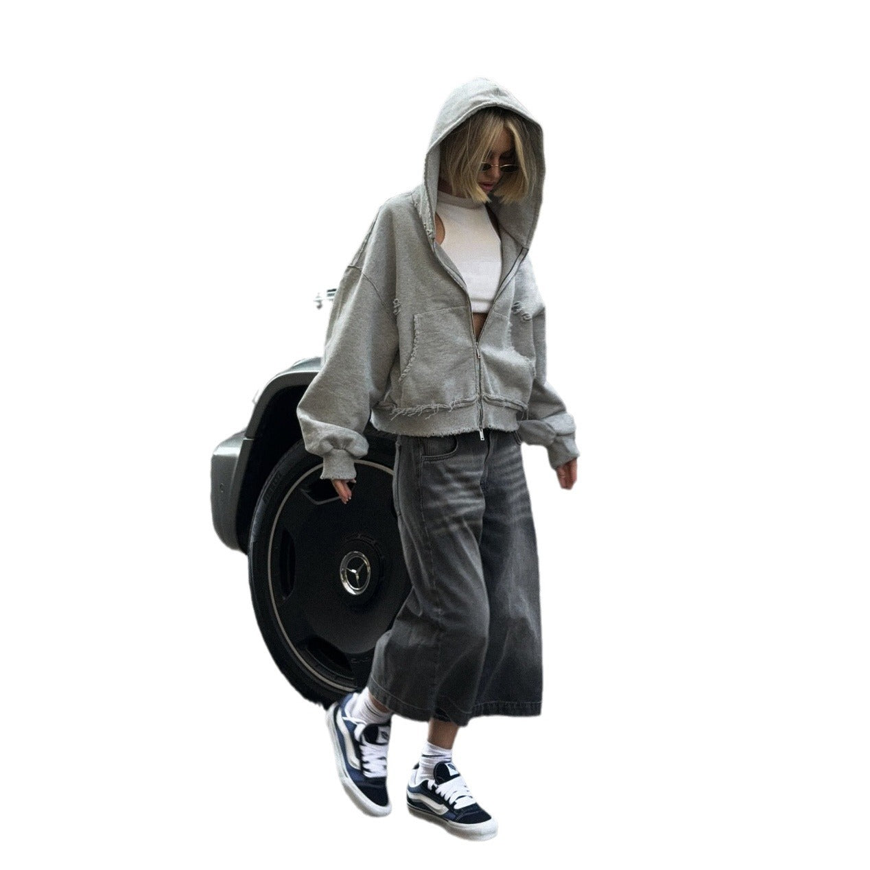 Women's casual oversized shirt jacket with fashionable decorative seams and practical pockets NOVAE