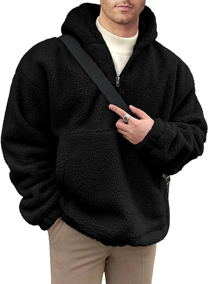 Men's cozy fleece pullover with half zipper NOVAE