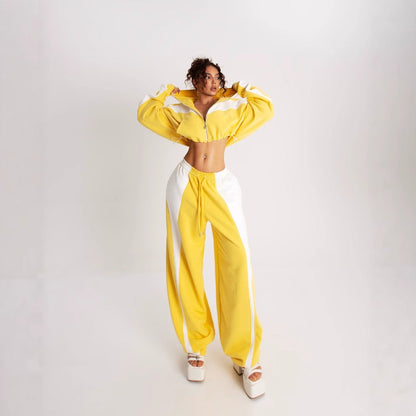 Women's cropped sports jacket with high collar and elasticated waistband NOVAE