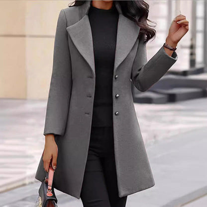 Women's elegant wool coat with a structured fit and double-button closure design NOVAE