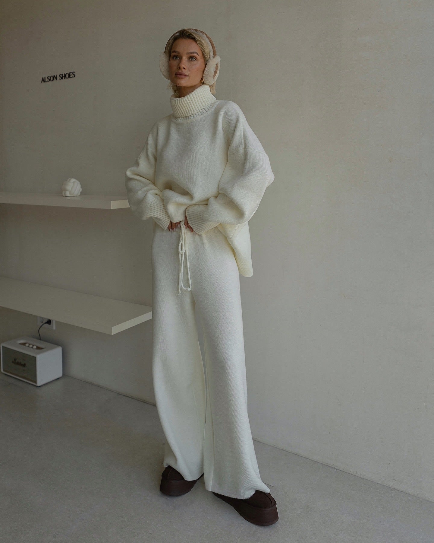 Women's cozy oversized sweater with high collar NOVAE