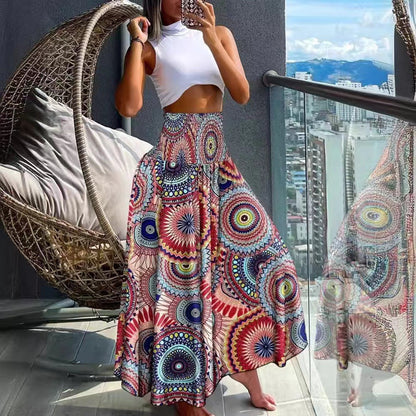 Women's Long Maxi Skirt with Dreamy Mandala Pattern NOVAE
