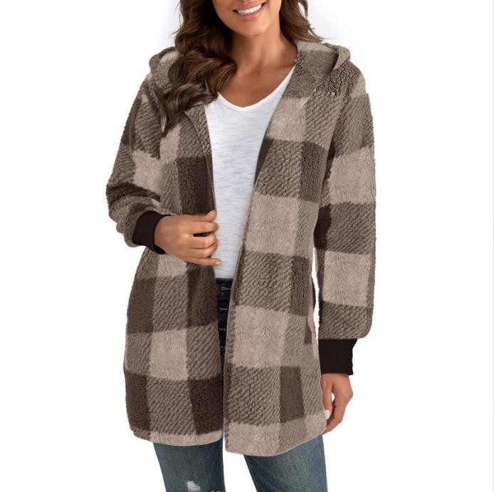Women's long plaid coat made of soft material NOVAE