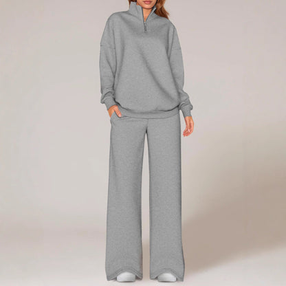 Women's casual sweatpants set with stand-up collar and zipper NOVAE