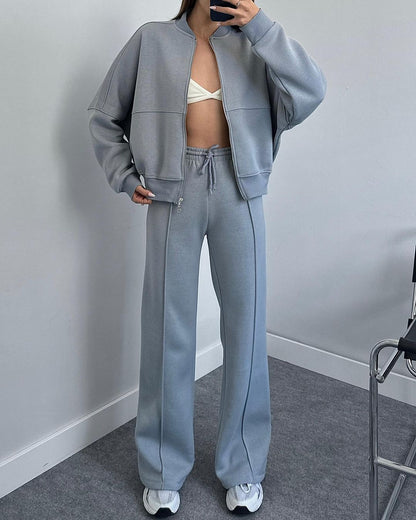 Women's sporty lounge set with zip-up jacket and wide-leg trousers NOVAE