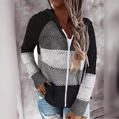 Women's Casual Cardigan with Zipper and Hood NOVAE
