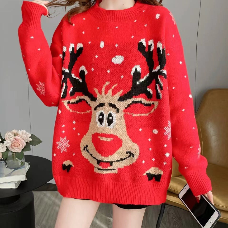 Women's Christmas sweater with unique reindeer motif NOVAE