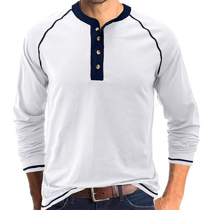 Men's long-sleeved shirt with button placket and contrasting details NOVAE