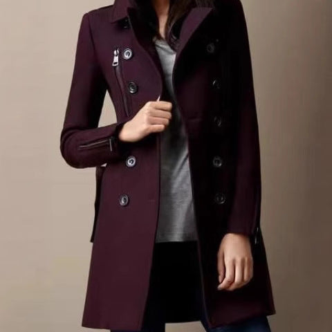 Women's fashionable short coat with double button placket and side zippers NOVAE