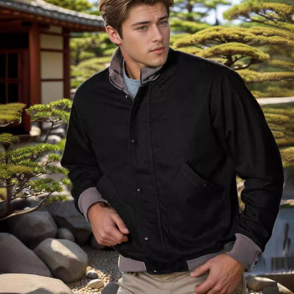 Men's casual transitional jacket with high collar and practical pockets NOVAE