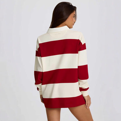 Women's sporty polo shirt with a casual cut and striped design NOVAE