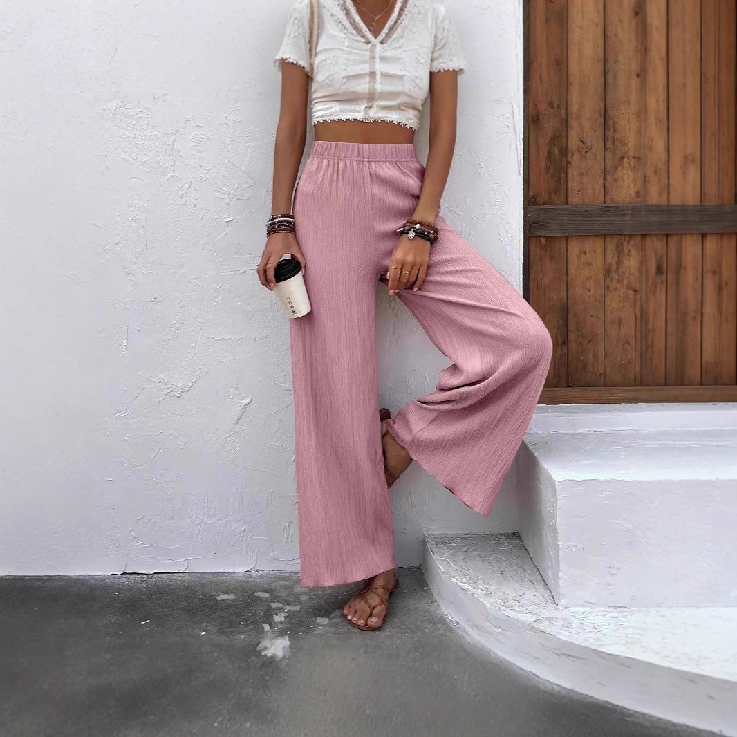 Women's wide-leg lounge trousers with elasticated waistband and pleats NOVAE