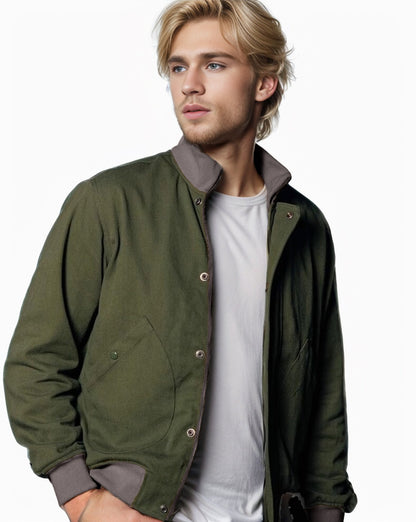 Men's casual transitional jacket with high collar and practical pockets NOVAE