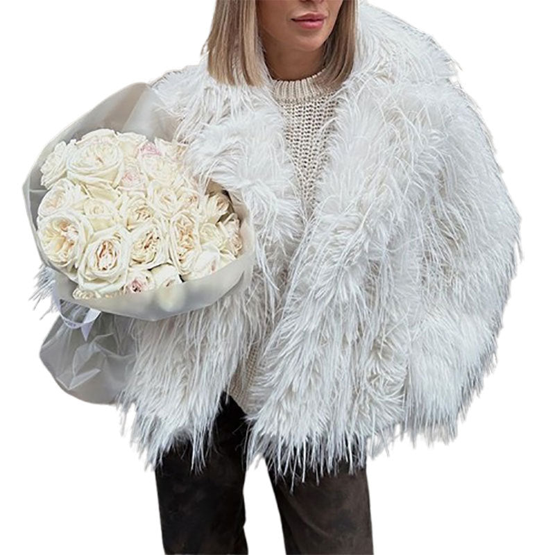 Women's Fluffy Faux Fur Jacket in a Fashionable Cut NOVAE
