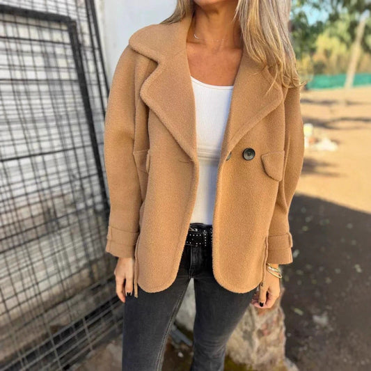 Women's Elegant Oversized Blazer Jacket with Textured Fabric and Practical Pockets NOVAE