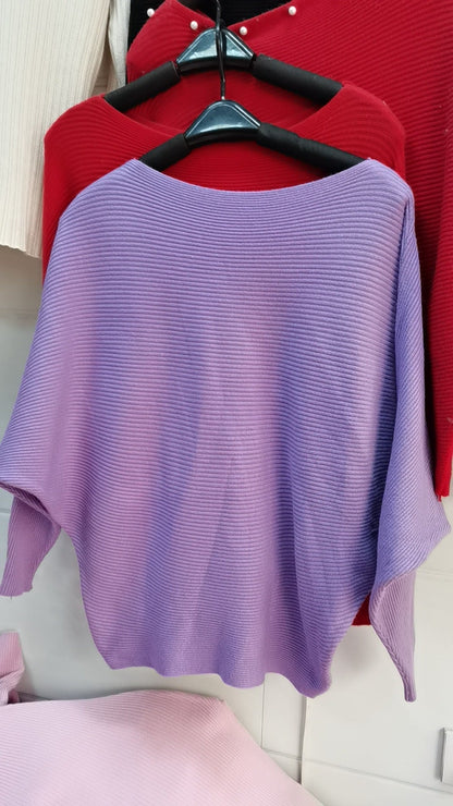 Women's oversized knit sweater with sophisticated rib design and wide cut NOVAE