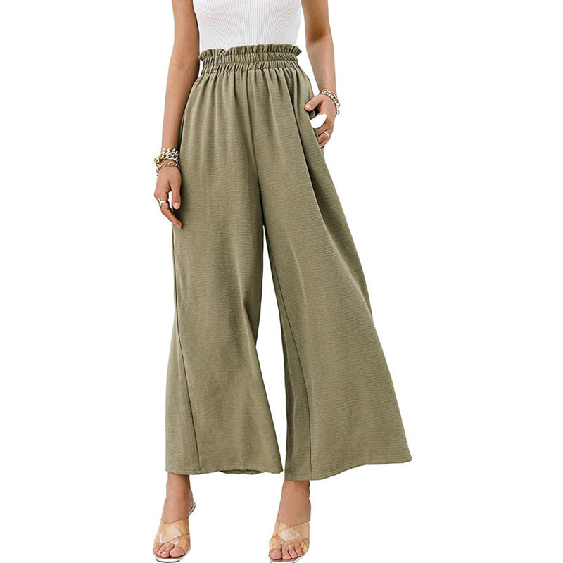 Women's Wide Palazzo Trousers with Elastic Waistband NOVAE