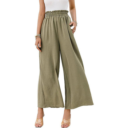 Women's Wide Palazzo Trousers with Elastic Waistband NOVAE
