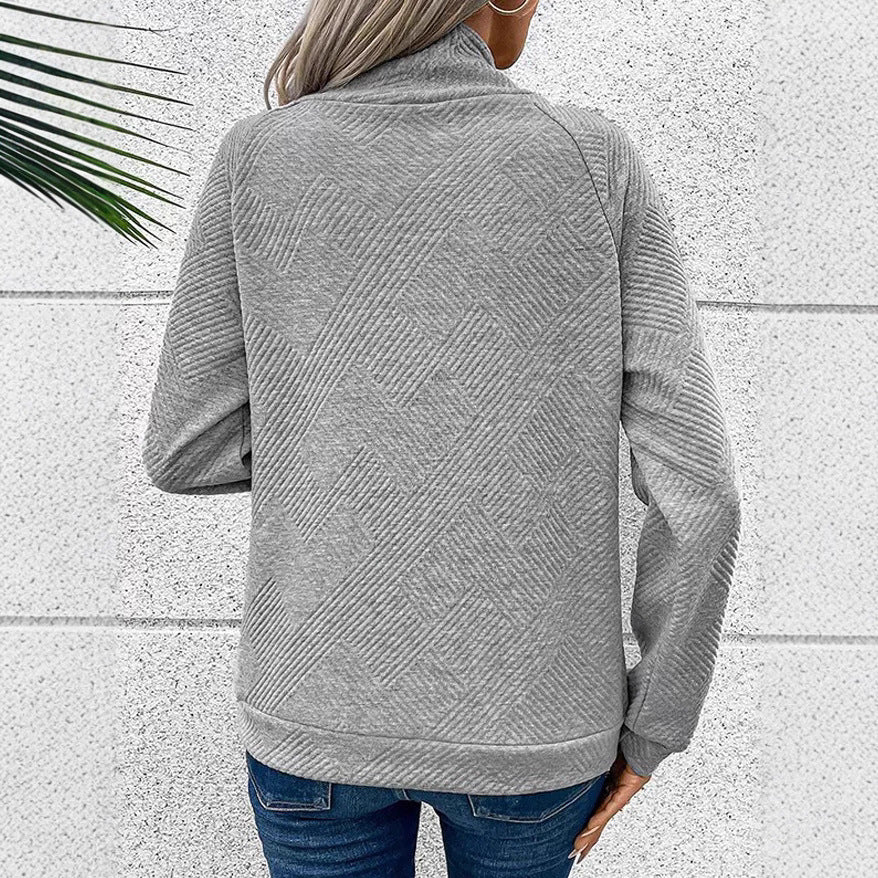 Women's sweater with high collar and stylish buttons NOVAE