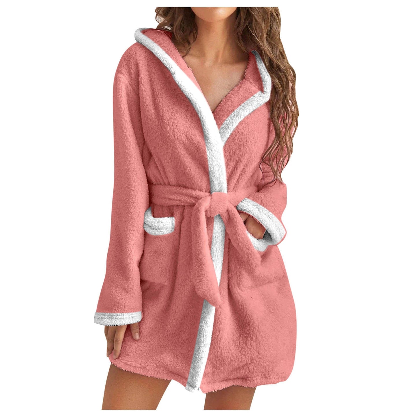 Women's Cozy Bathrobe with Soft Sherpa Lining and Practical Pockets NOVAE