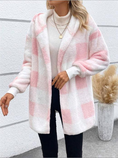 Women's long plaid coat made of soft material NOVAE
