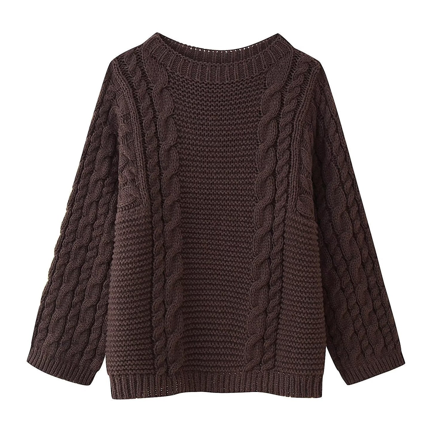 Women's cable-patterned, loose-fitting knit sweater NOVAE