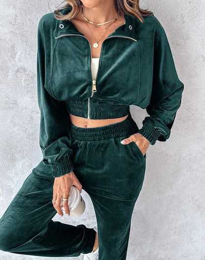 Women's tracksuit with soft velvet and modern cut NOVAE