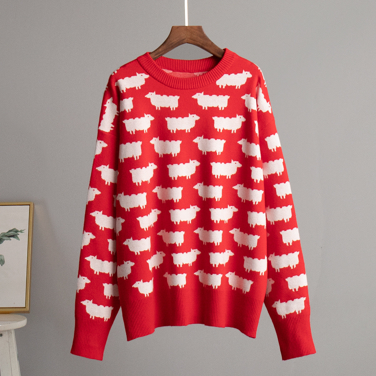 Women's knitted sweater with original sheep design NOVAE