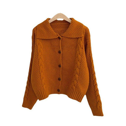 Women's chunky knit cardigan with contrasting buttons and textured design NOVAE
