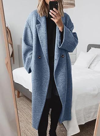 Women's Oversized Bouclé Coat with Double Button Placket NOVAE