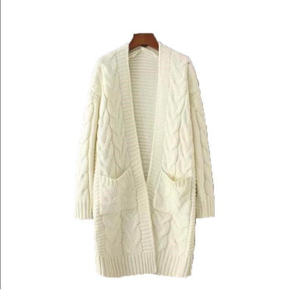 Women's cardigan with chunky cable knit pattern and pockets NOVAE