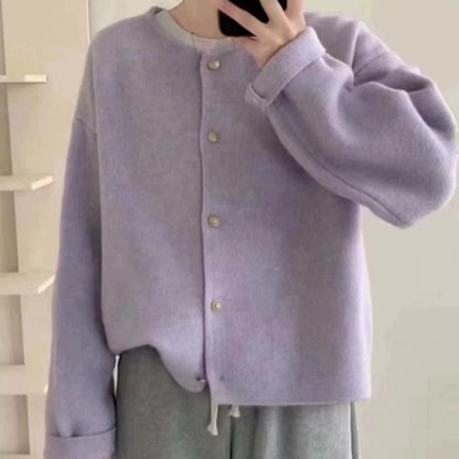 Women's chunky knit cardigan with elegant button placket and casual cut NOVAE