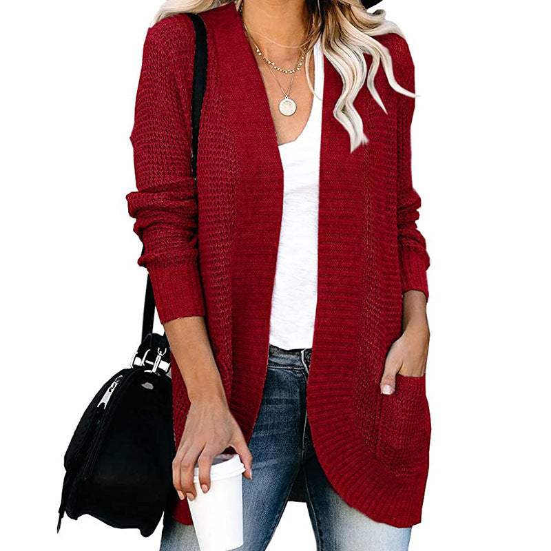 Women's open-front cardigan with practical pockets NOVAE