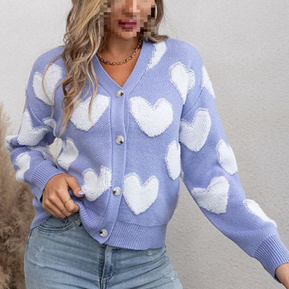 Women's cozy cardigan with heart pattern NOVAE