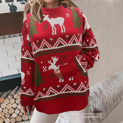 Women's Cozy Christmas Sweater with Festive Motif and High Fit NOVAE