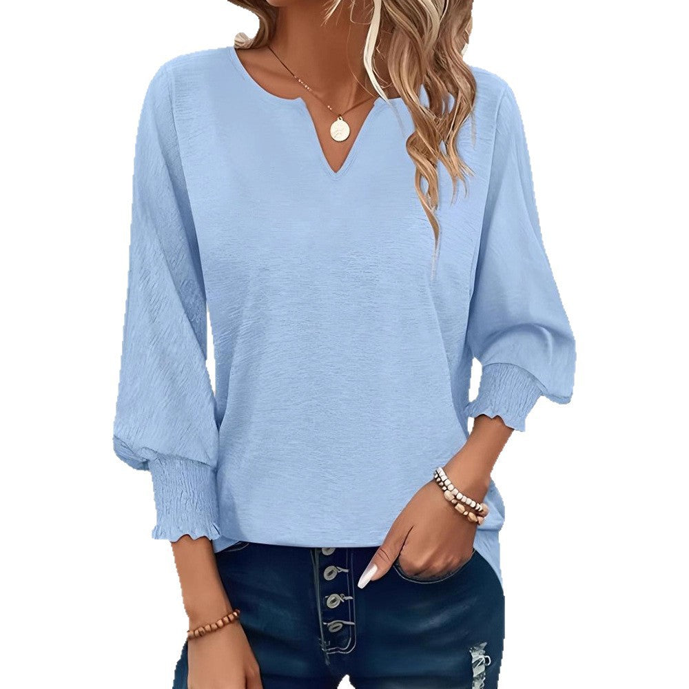 Women's casual blouse shirt with elasticated cuffs NOVAE