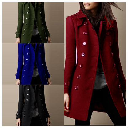 Women's elegant trench coat with double-breasted button closure and weighted collar NOVAE