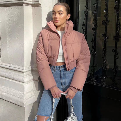 Women's cropped down jacket with high collar and elasticated waistband NOVAE