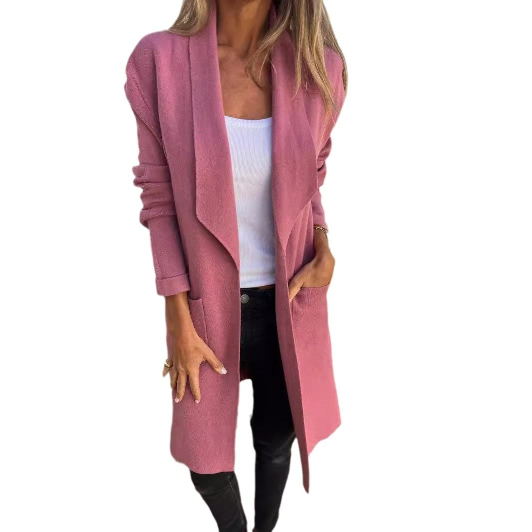 Women's elegant long jacket with open cut NOVAE